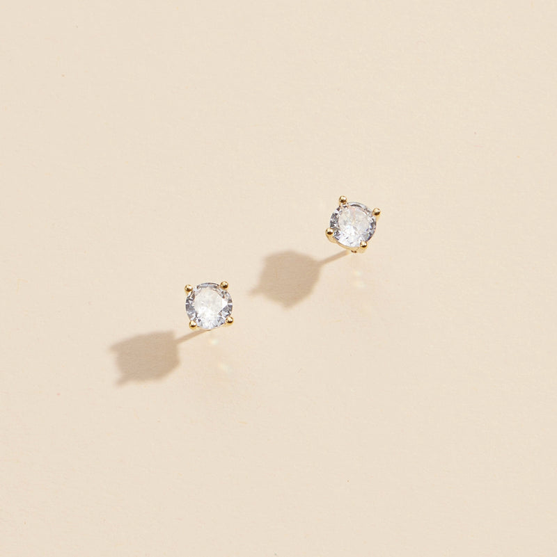 Glass Stone Gold Dip Stud Earrings