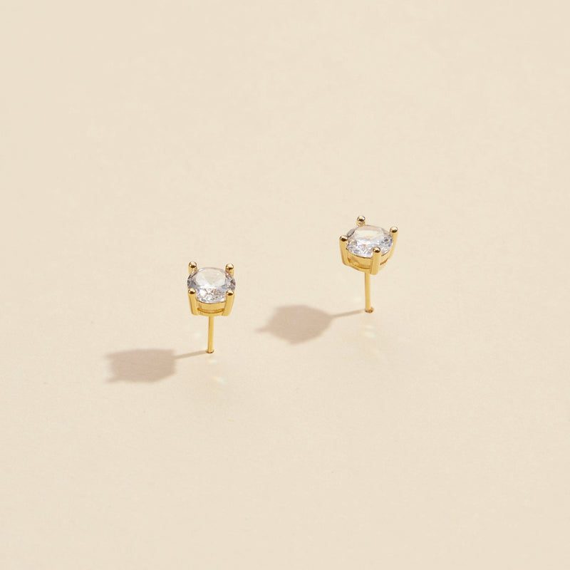 Glass Stone Gold Dip Stud Earrings