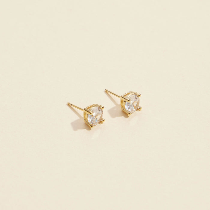 Glass Stone Gold Dip Stud Earrings