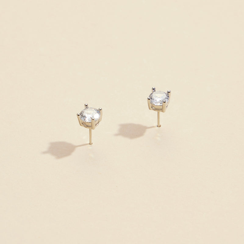 Glass Stone Gold Dip Stud Earrings