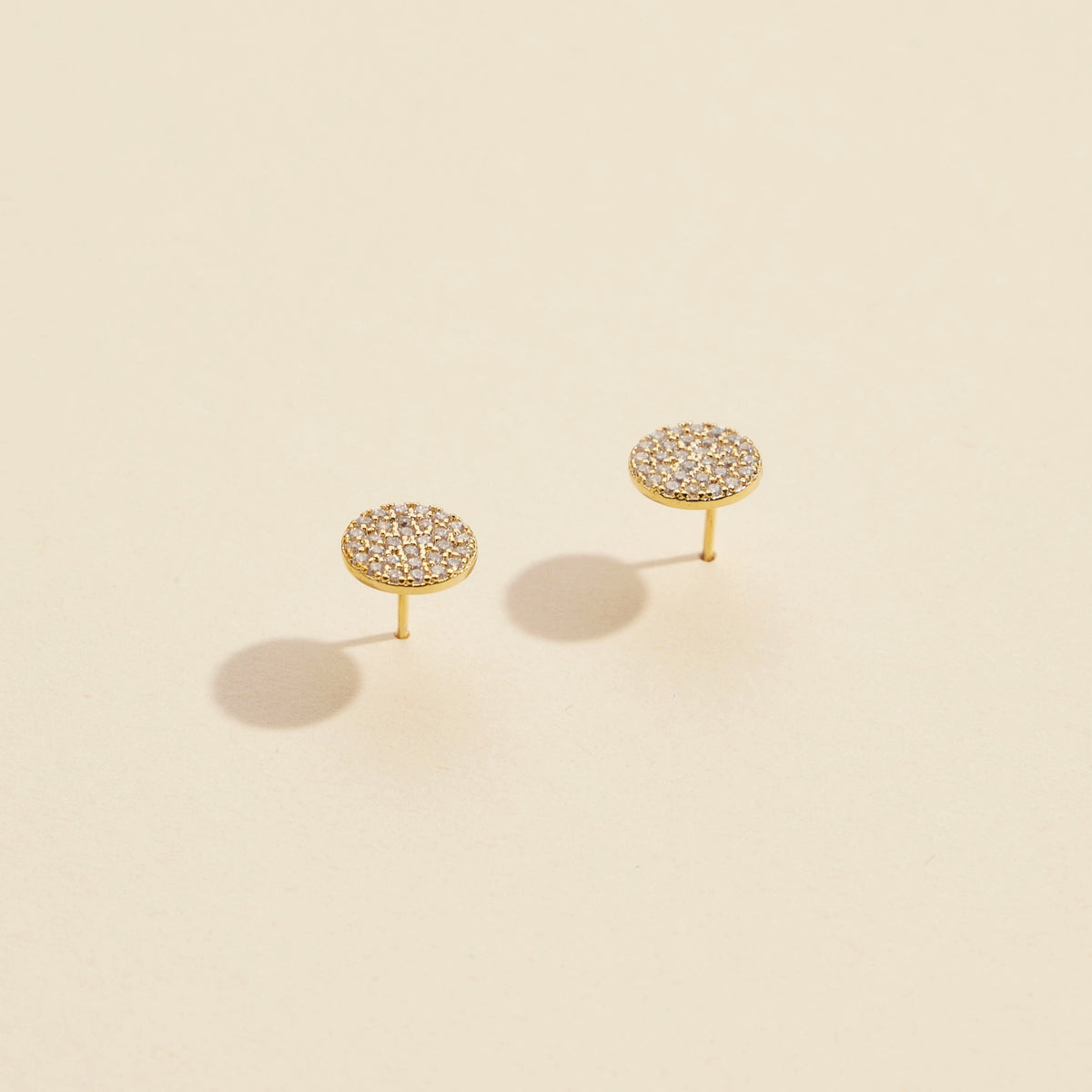 Cubic Zirconia Circle Gold Dip Stud Earrings