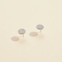 Cubic Zirconia Circle Gold Dip Stud Earrings