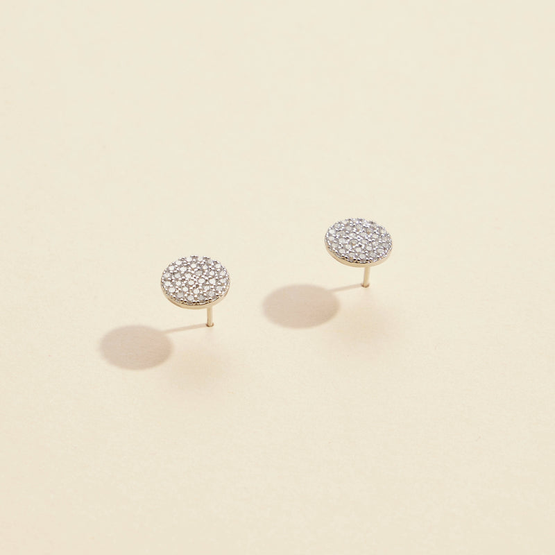 Cubic Zirconia Circle Gold Dip Stud Earrings