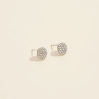 Cubic Zirconia Circle Gold Dip Stud Earrings
