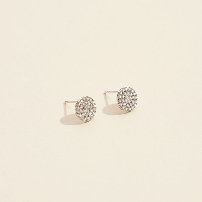 Cubic Zirconia Circle Gold Dip Stud Earrings