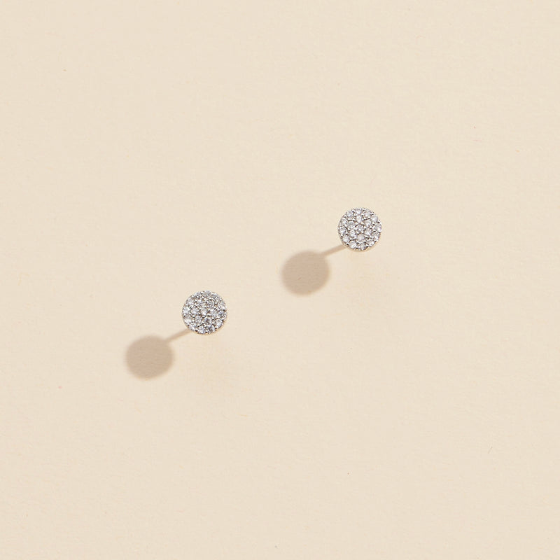 CZ Circle Gold Dip Stud Earrings