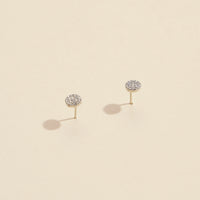 CZ Circle Gold Dip Stud Earrings