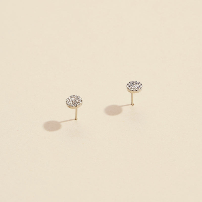 CZ Circle Gold Dip Stud Earrings