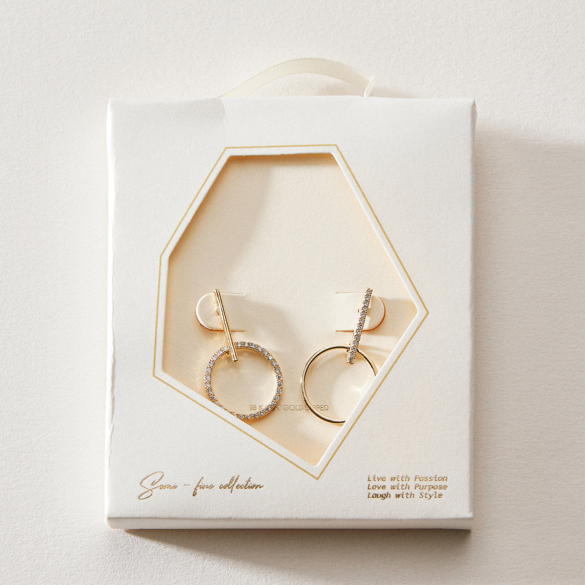 Gold Dipped Geometric Circle Drop Earrings