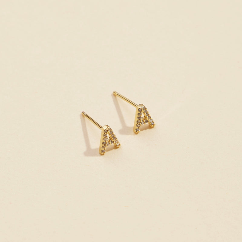 Letters Basic Gold Dipped Stud Earrings