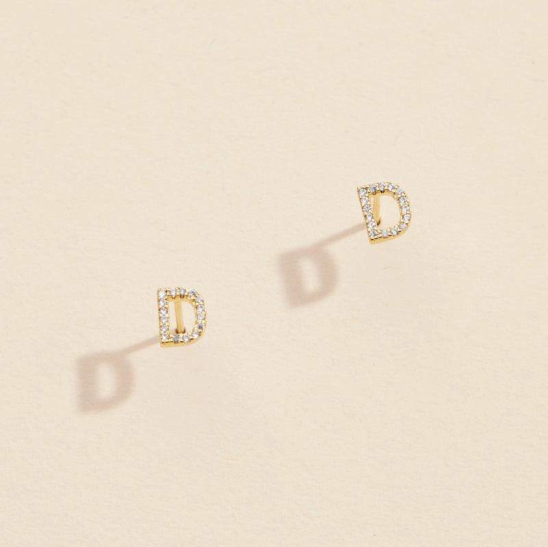 Letters Basic Gold Dipped Stud Earrings