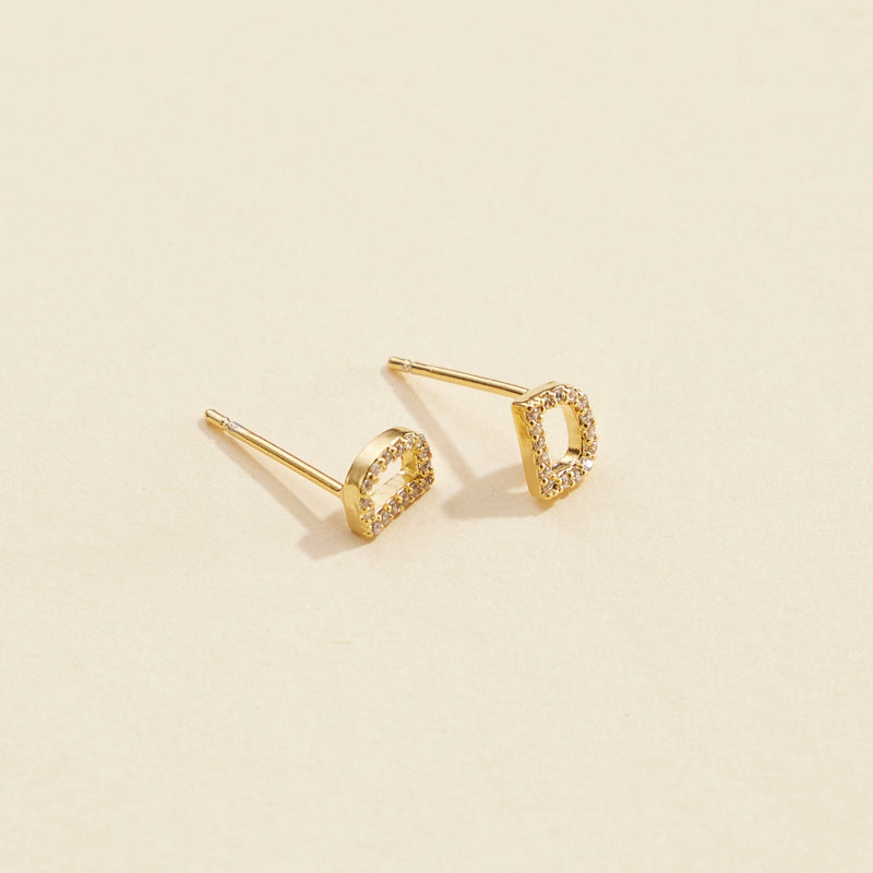 Letters Basic Gold Dipped Stud Earrings