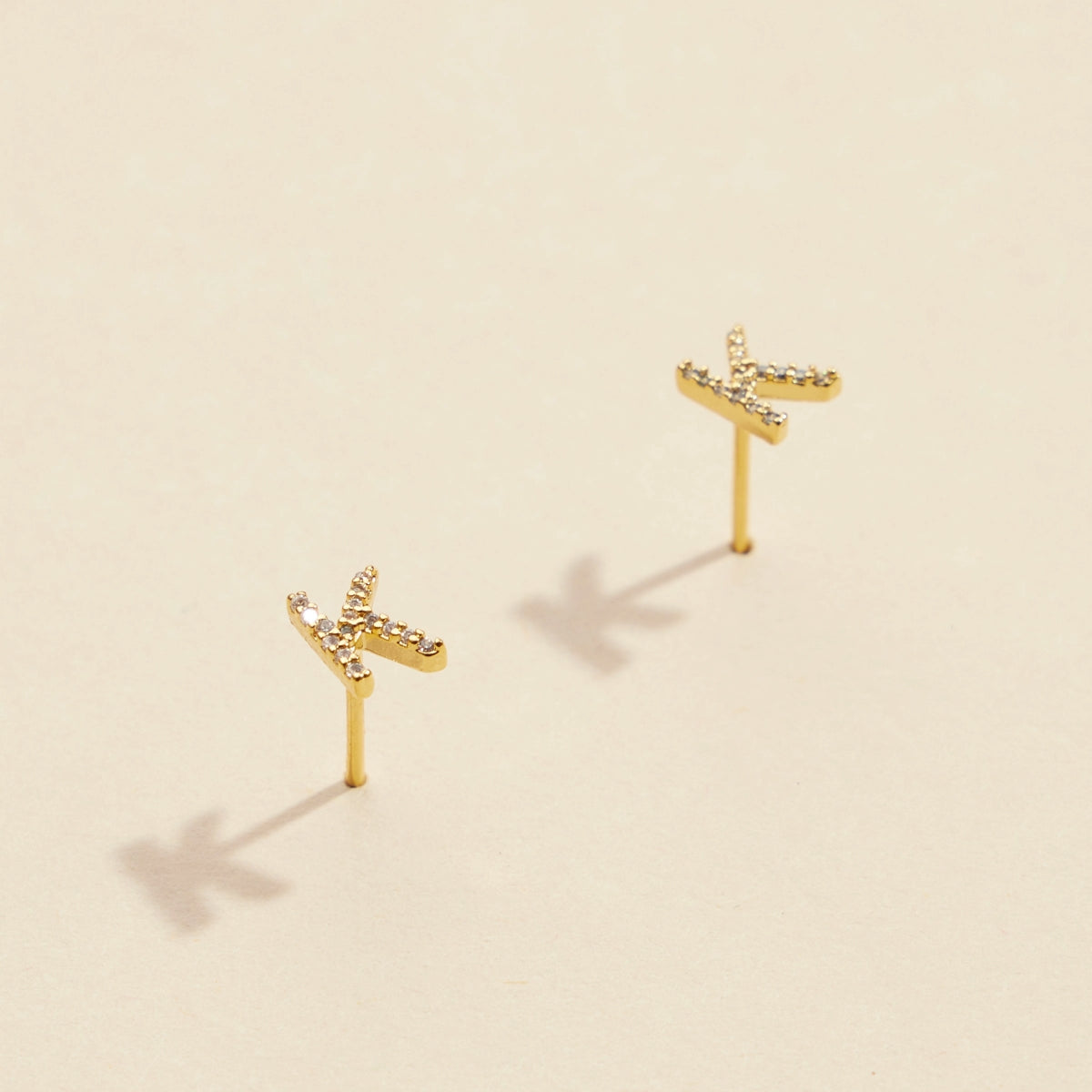 Letters Basic Gold Dipped Stud Earrings