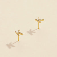 Letters Basic Gold Dipped Stud Earrings