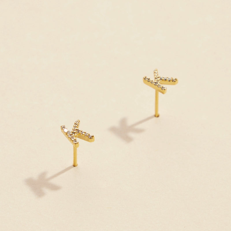 Letters Basic Gold Dipped Stud Earrings