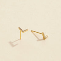 Letters Basic Gold Dipped Stud Earrings