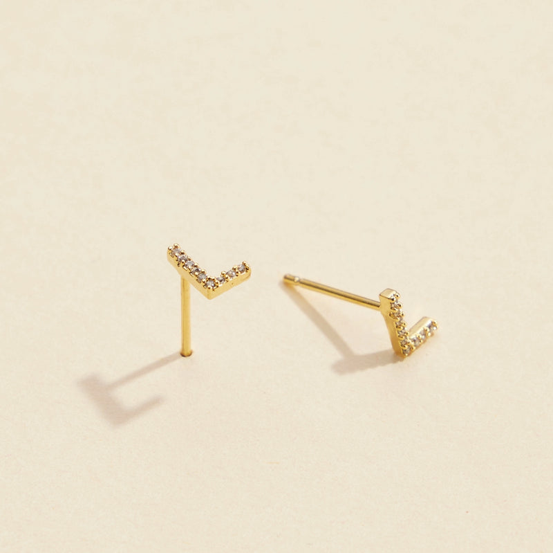 Letters Basic Gold Dipped Stud Earrings