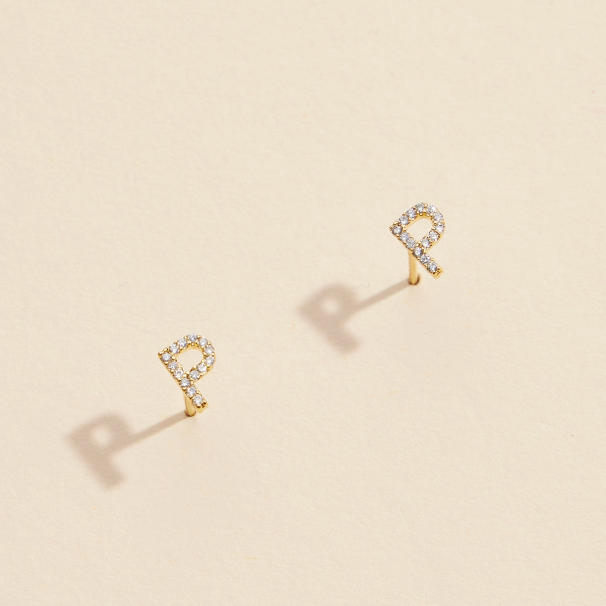 Letters Basic Gold Dipped Stud Earrings
