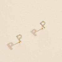 Letters Basic Gold Dipped Stud Earrings