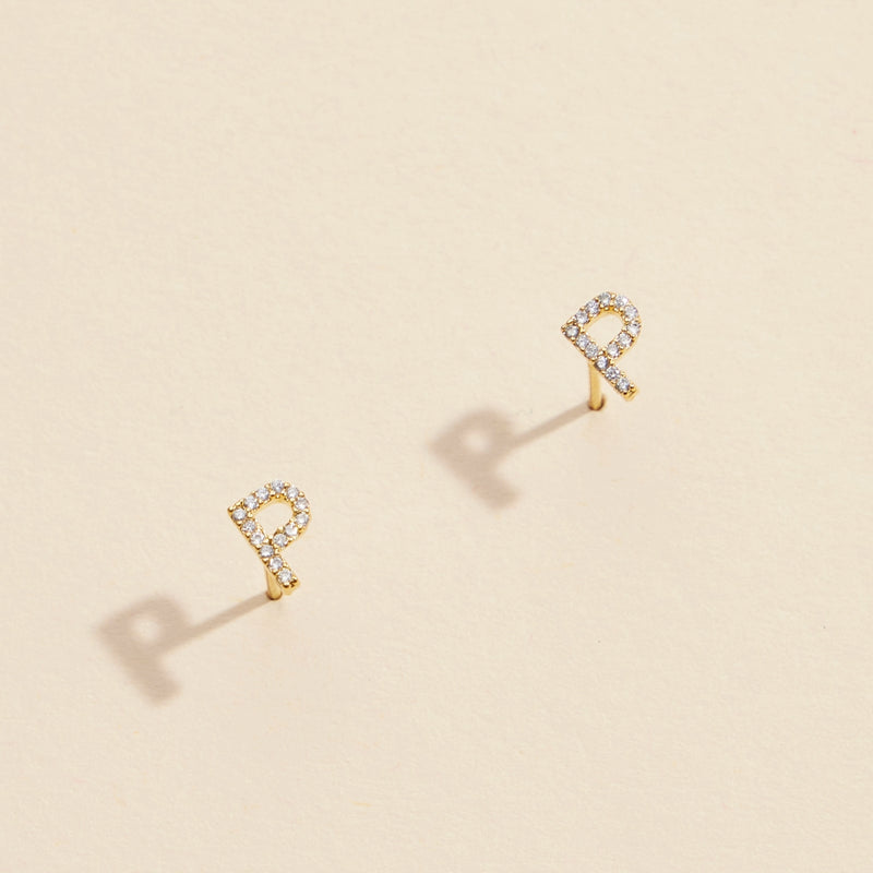 Letters Basic Gold Dipped Stud Earrings