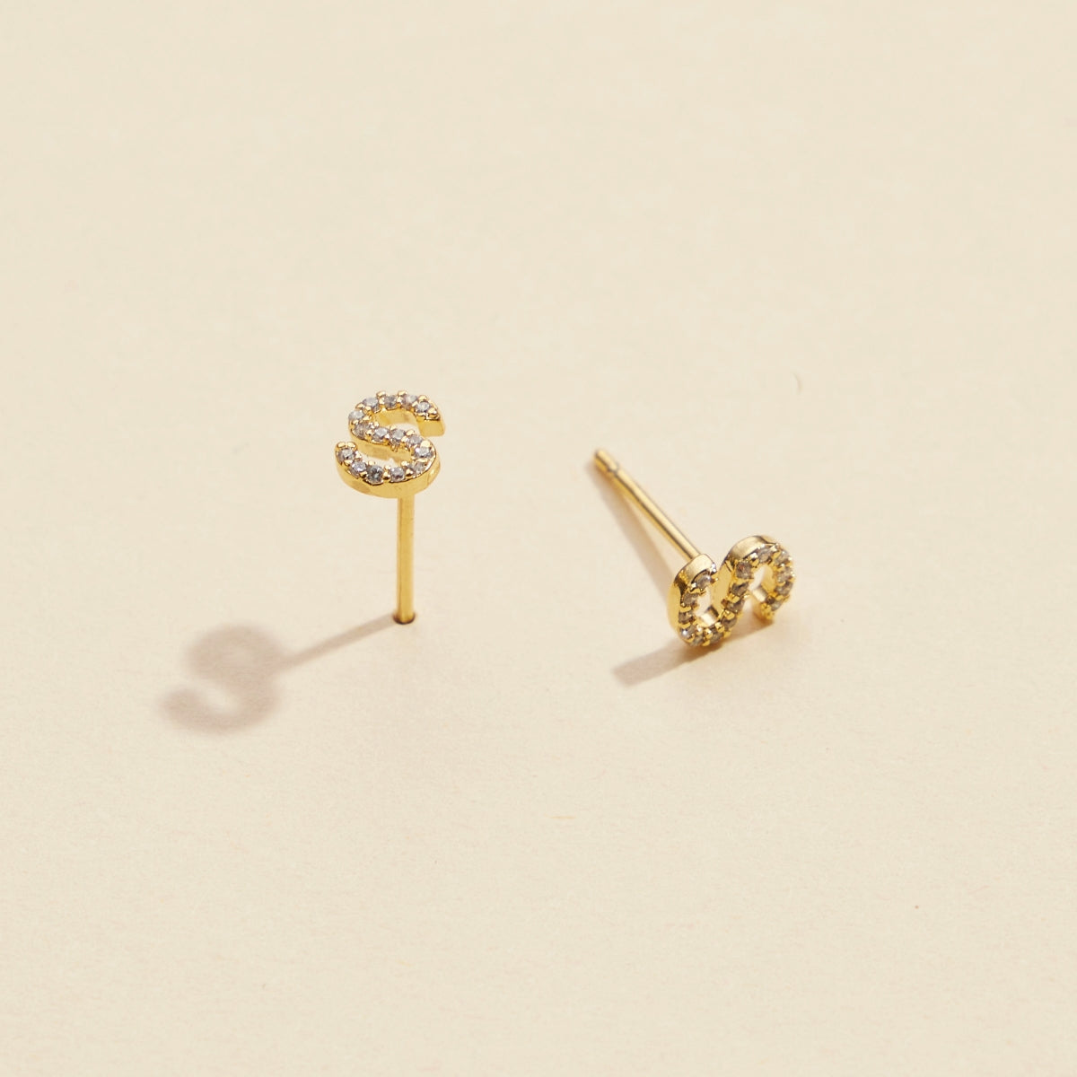 Letters Basic Gold Dipped Stud Earrings