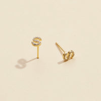 Letters Basic Gold Dipped Stud Earrings
