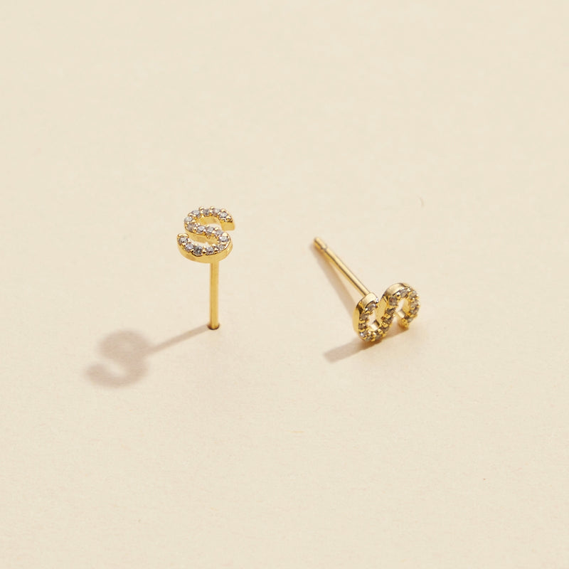Letters Basic Gold Dipped Stud Earrings