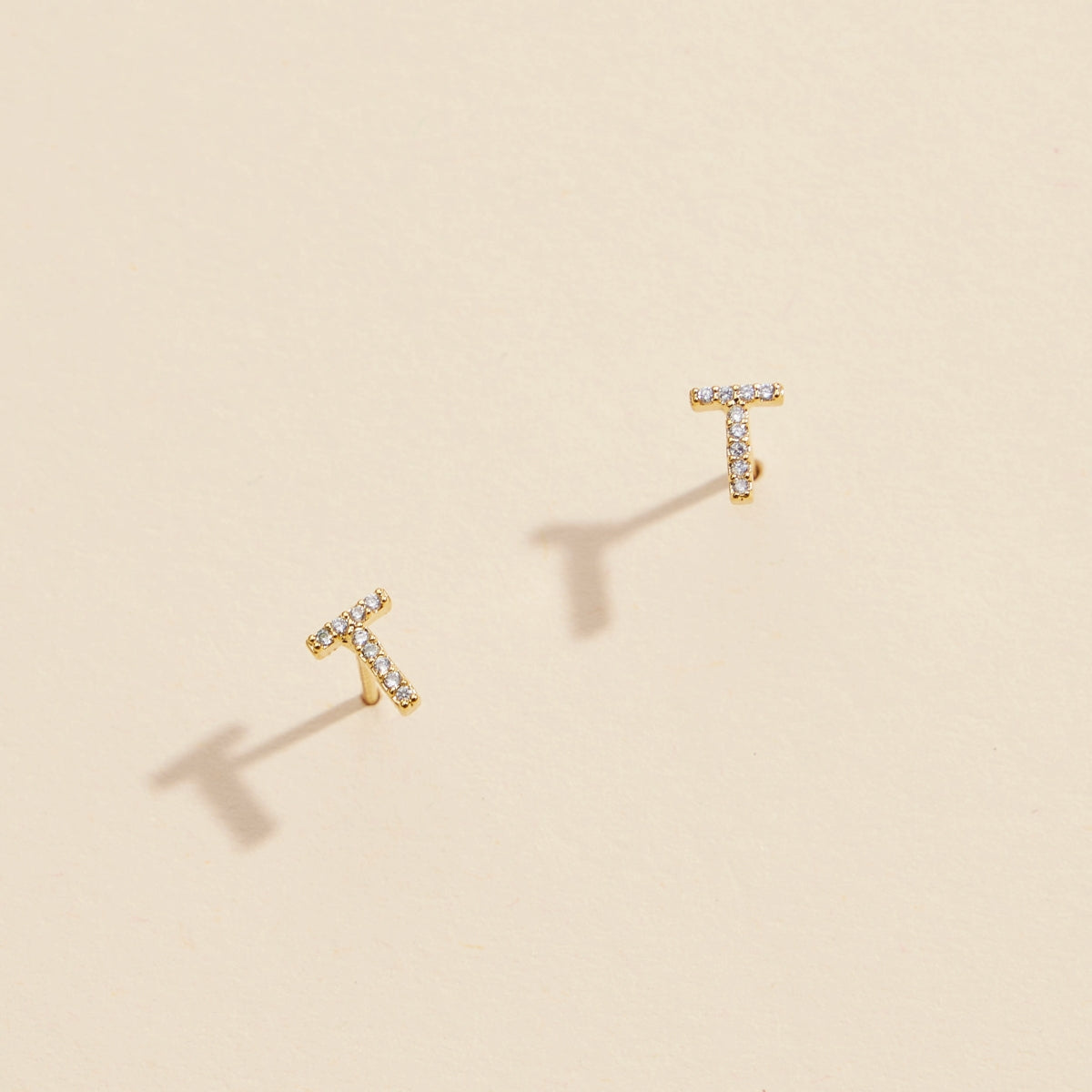 Letters Basic Gold Dipped Stud Earrings