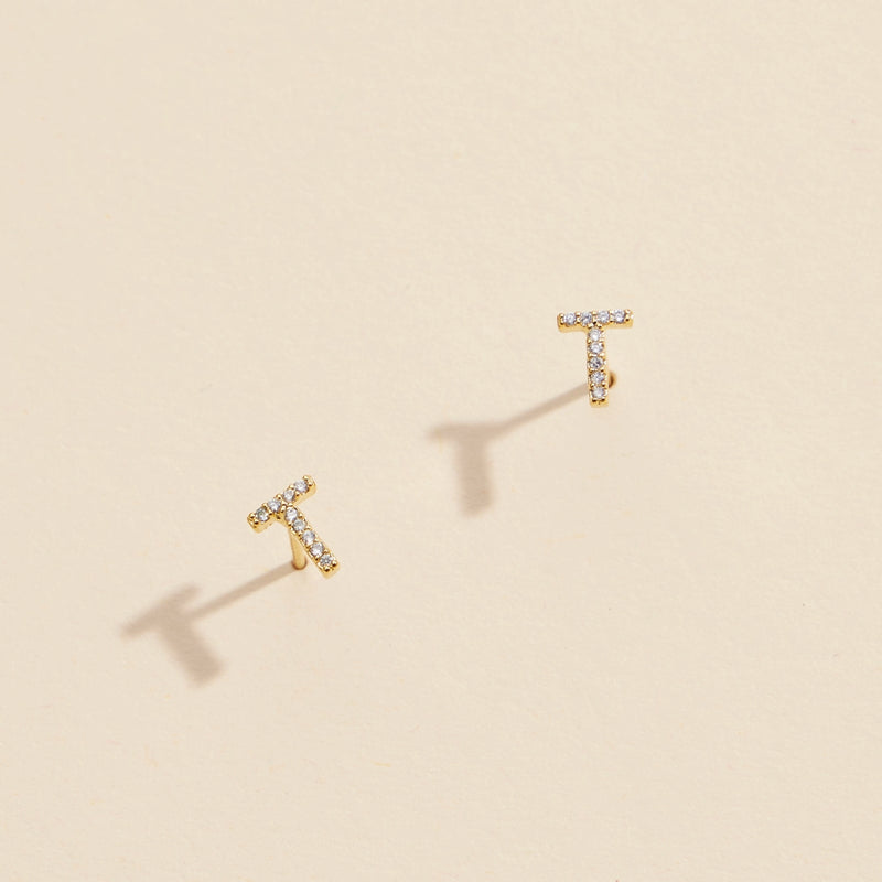 Letters Basic Gold Dipped Stud Earrings