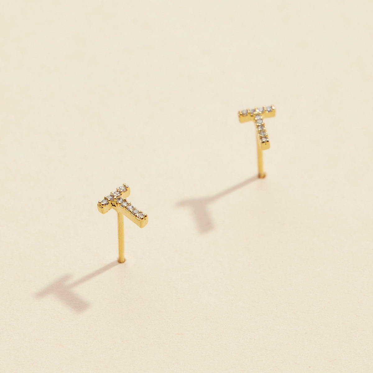 Letters Basic Gold Dipped Stud Earrings