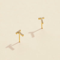 Letters Basic Gold Dipped Stud Earrings