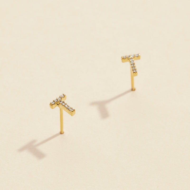 Letters Basic Gold Dipped Stud Earrings