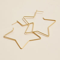 Brass Star Hoop Earrings | 18K Gold Dipped Korean Jewelry