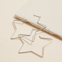 Brass Star Hoop Earrings | 18K Gold Dipped Korean Jewelry