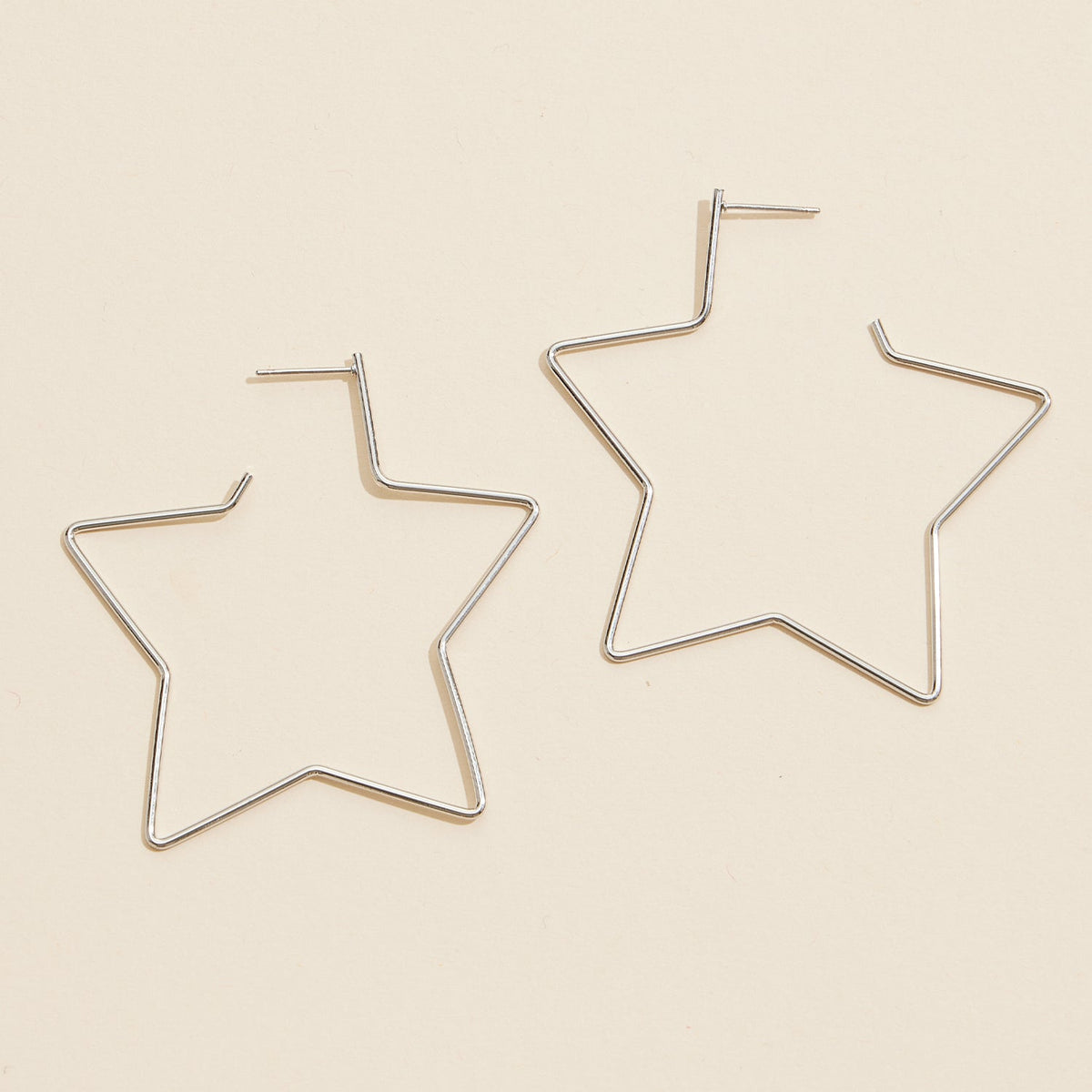 Brass Star Hoop Earrings | 18K Gold Dipped Korean Jewelry