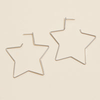 Brass Star Hoop Earrings | 18K Gold Dipped Korean Jewelry