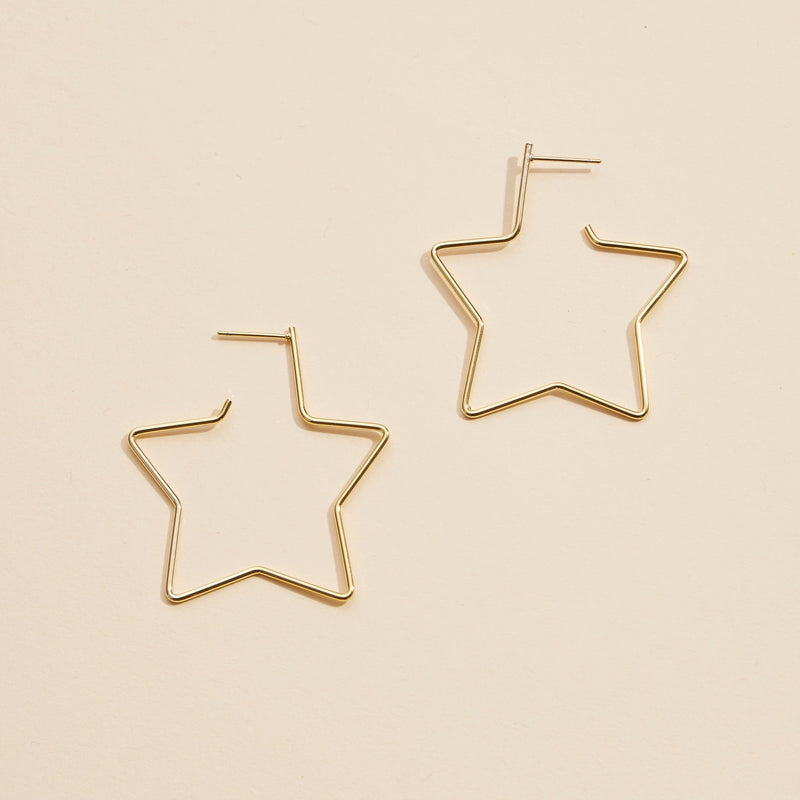 Star Gold Dip Hoop Earrings