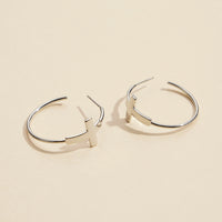 Cross Gold Dip Hoop Earrings