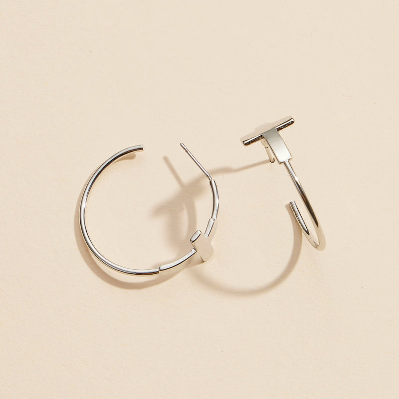 Cross Gold Dip Hoop Earrings