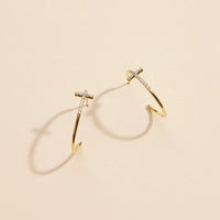 Cross Gold Dip Hoop Earrings