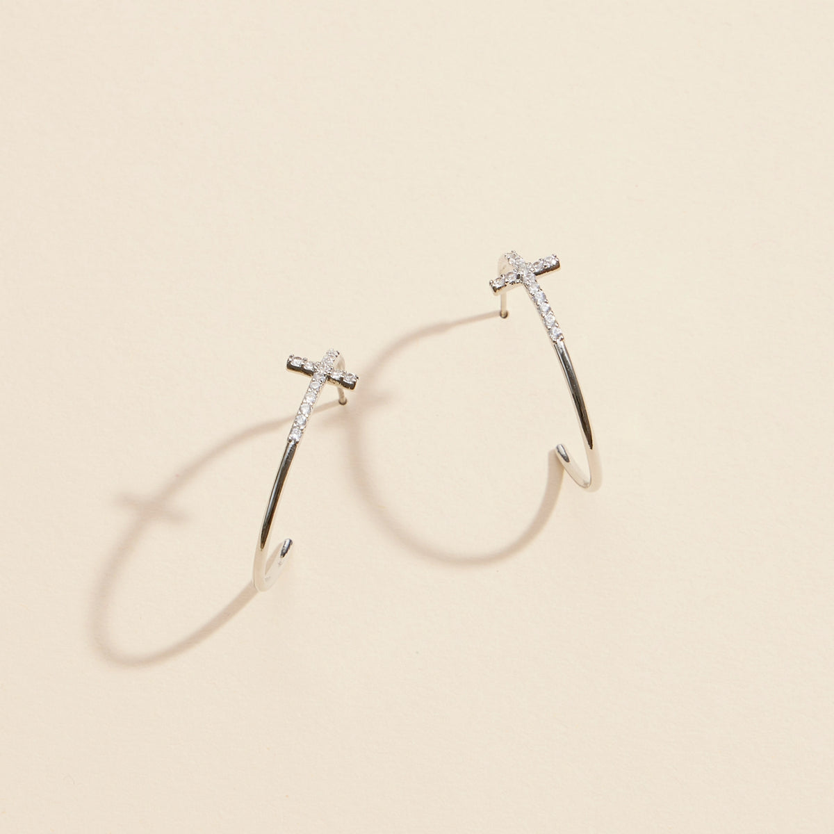 Cross Gold Dip Open Hoop Earrings