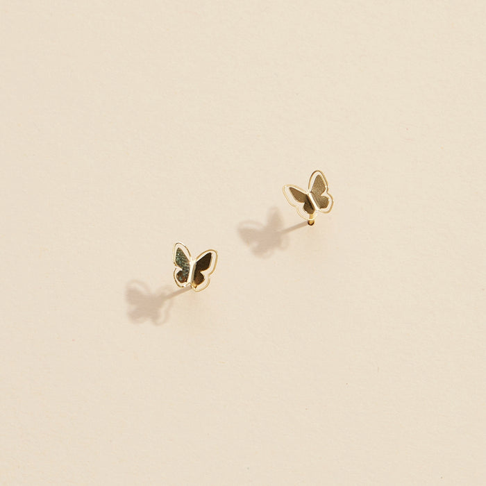 Butterfly Gold Dip Stud Earrings