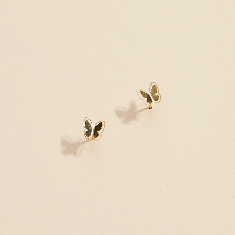 Butterfly Gold Dip Stud Earrings