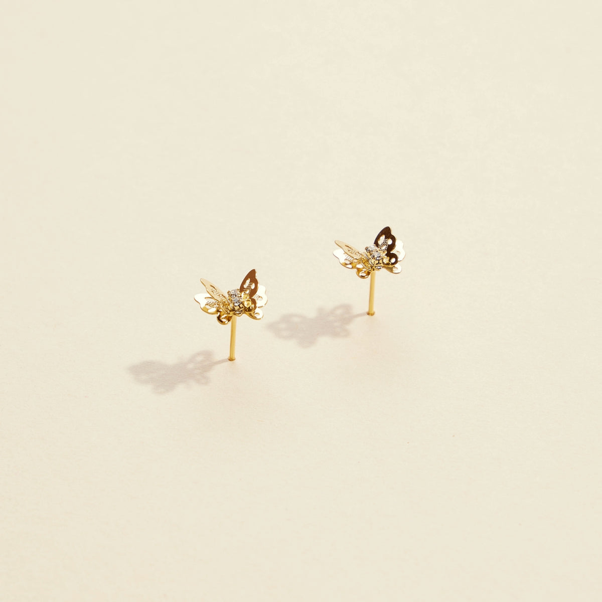 Butterfly Gold Dip Layered Stud Earrings