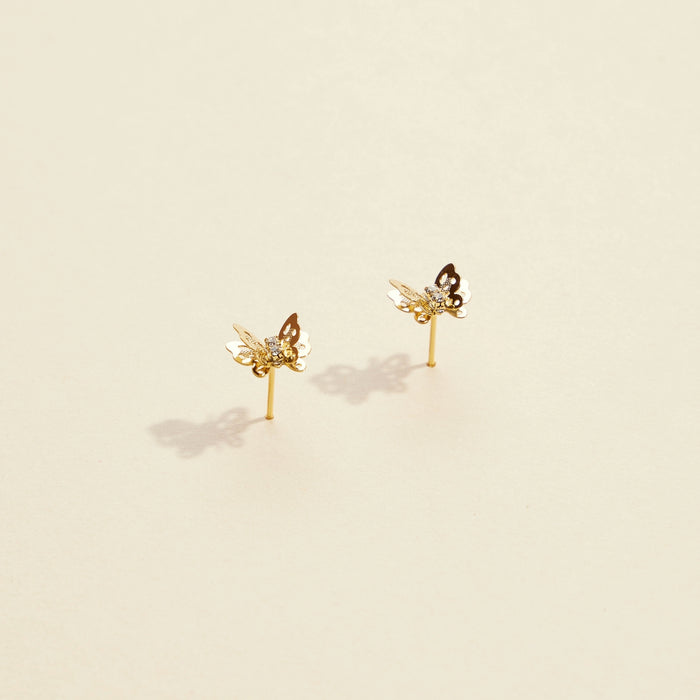 Butterfly Gold Dip Layered Stud Earrings