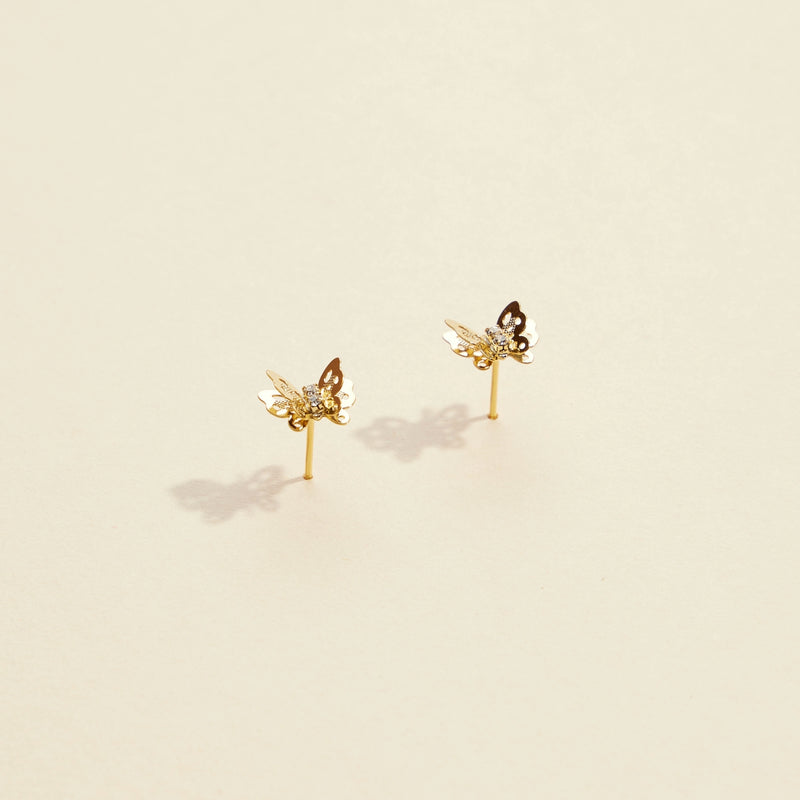 Butterfly Gold Dip Layered Stud Earrings