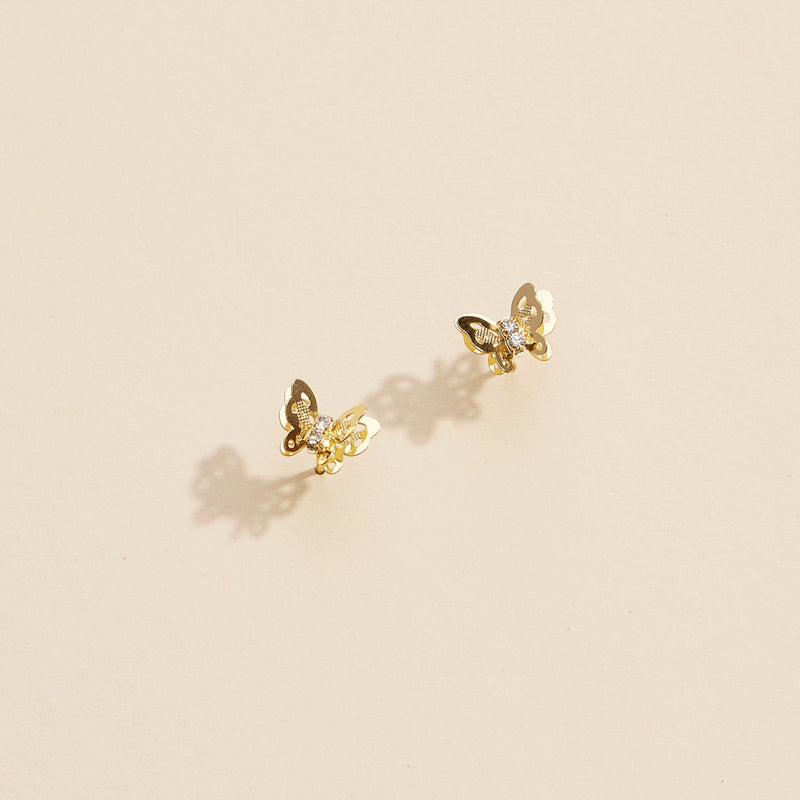 Butterfly Gold Dip Layered Stud Earrings