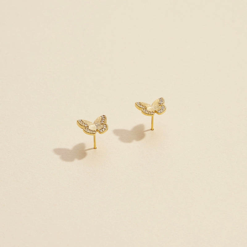 Butterfly Gold Dip Stud Earrings