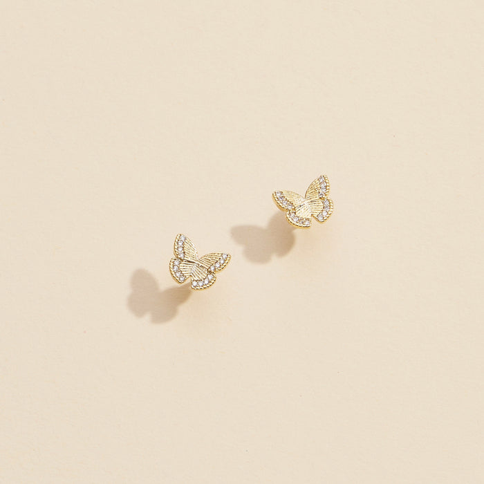 Butterfly Gold Dip Stud Earrings