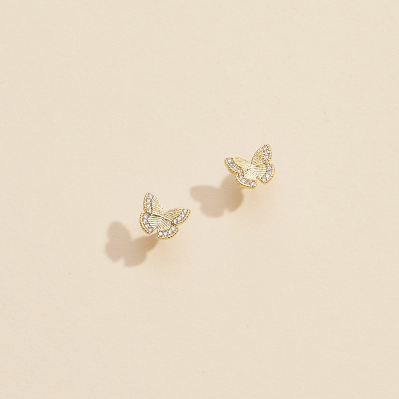 Butterfly Gold Dip Stud Earrings